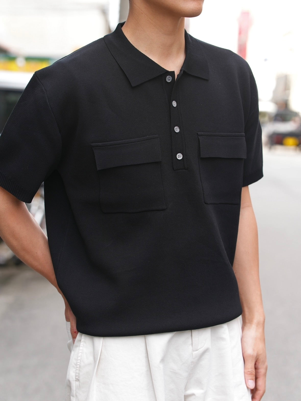 Double Pocket Knit Polo