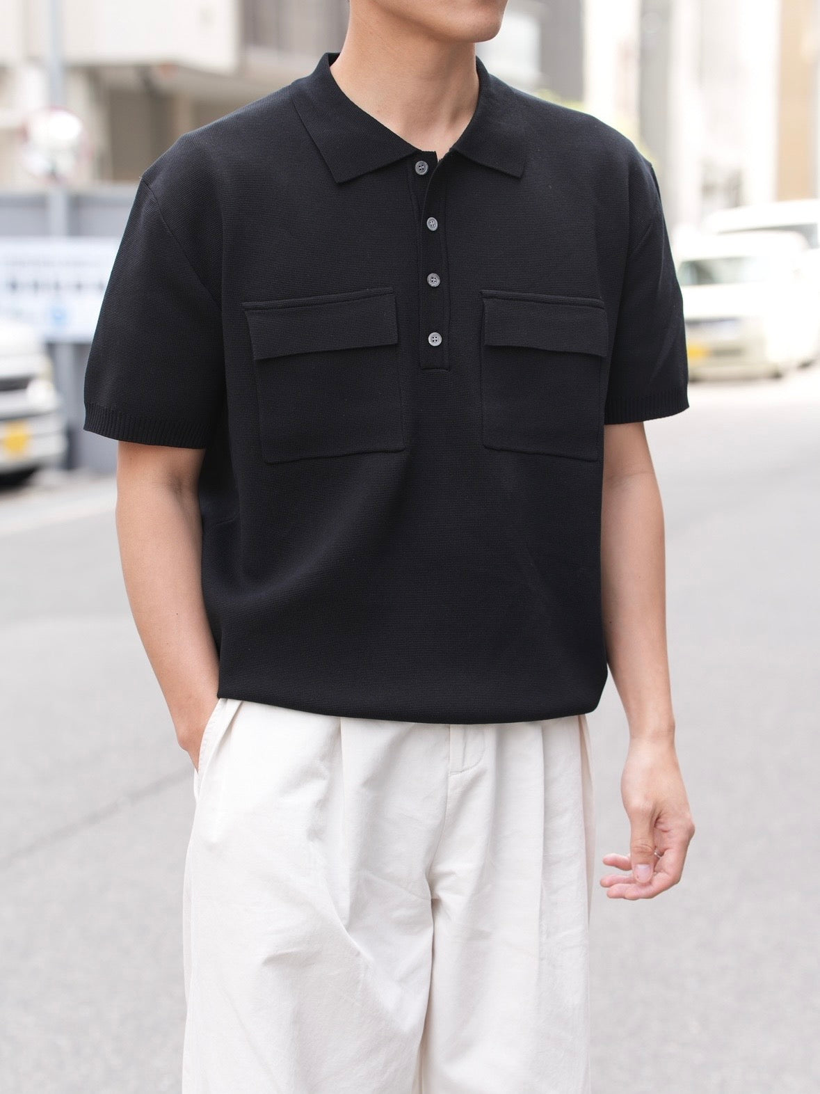 Double Pocket Knit Polo