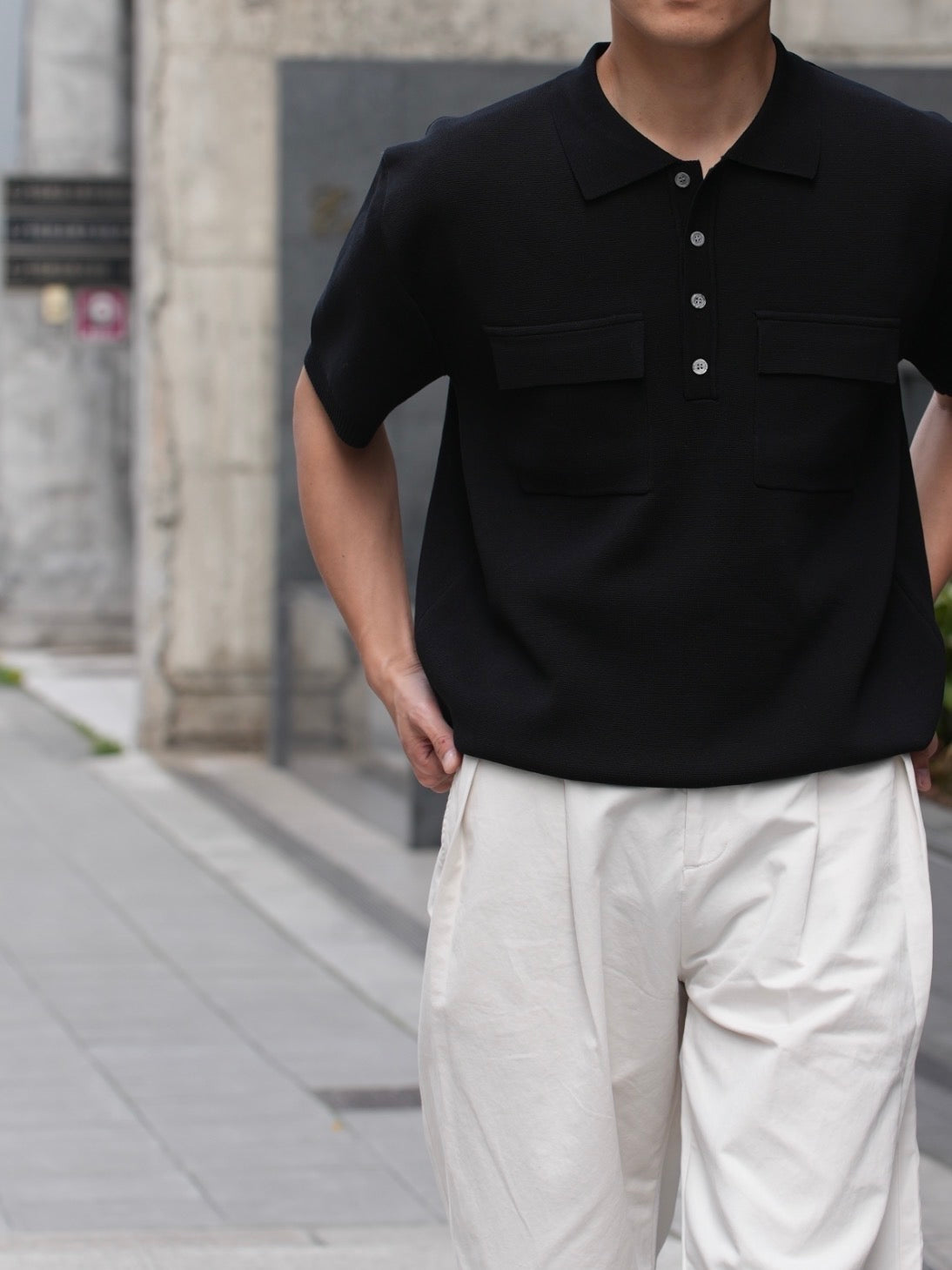 Double Pocket Knit Polo