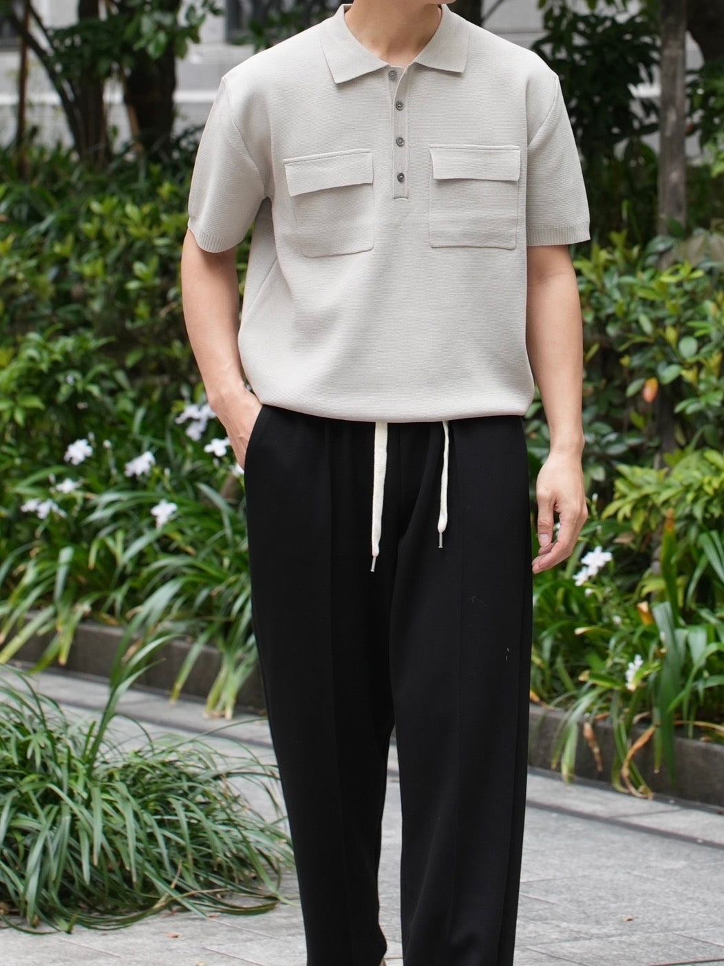 Double Pocket Knit Polo