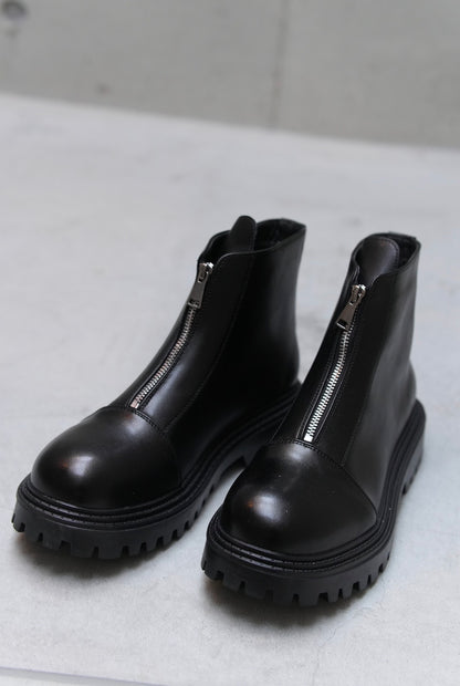 Front zip short boots