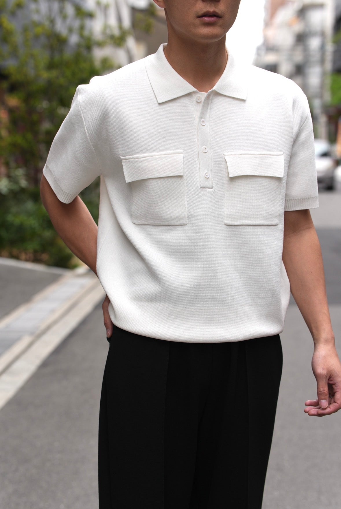 Double Pocket Knit Polo