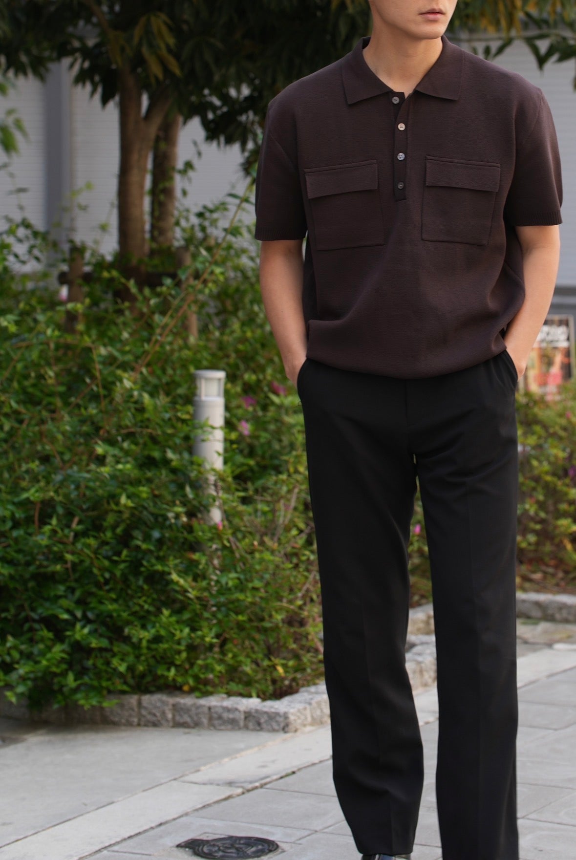 Double Pocket Knit Polo