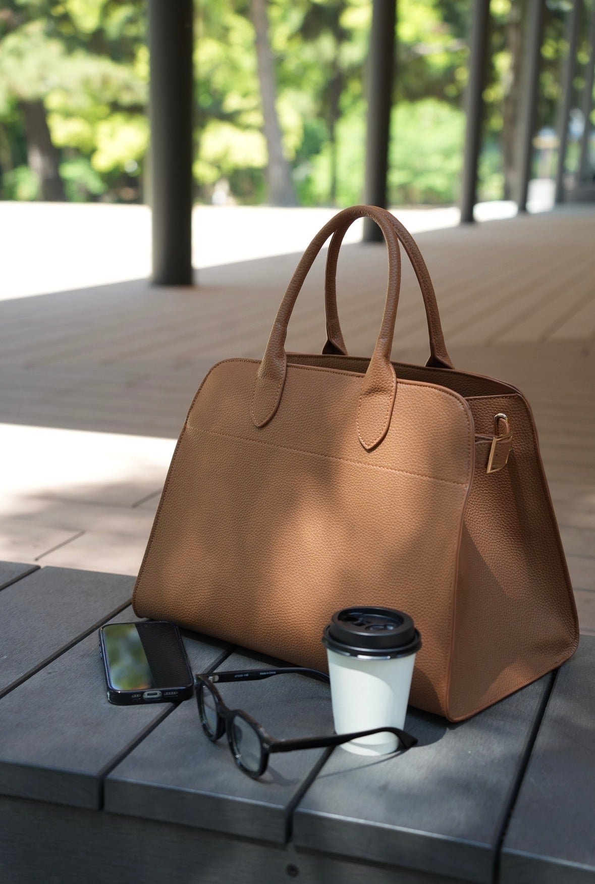 Leather tote bag【M】